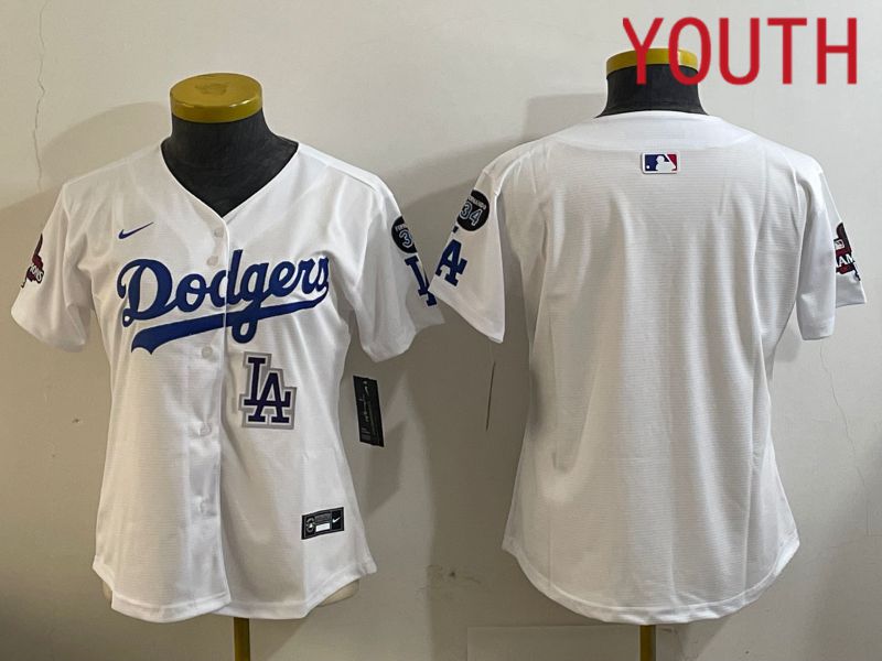 Youth Los Angeles Dodgers Blank White Game 2024 Nike MLB Jersey style 12091